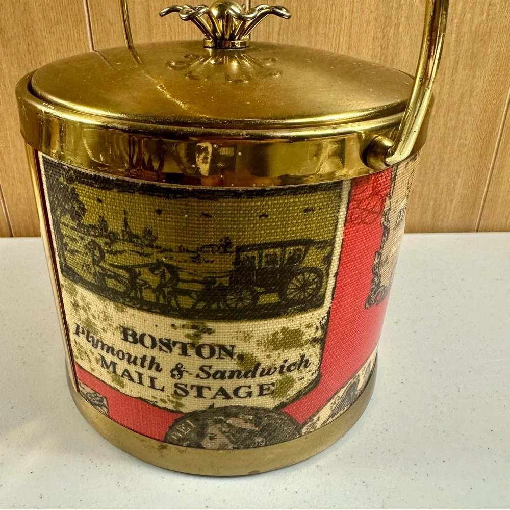 Vintage Ice Bucket Serv-Master Creations Advertising Mid Century Modern Red